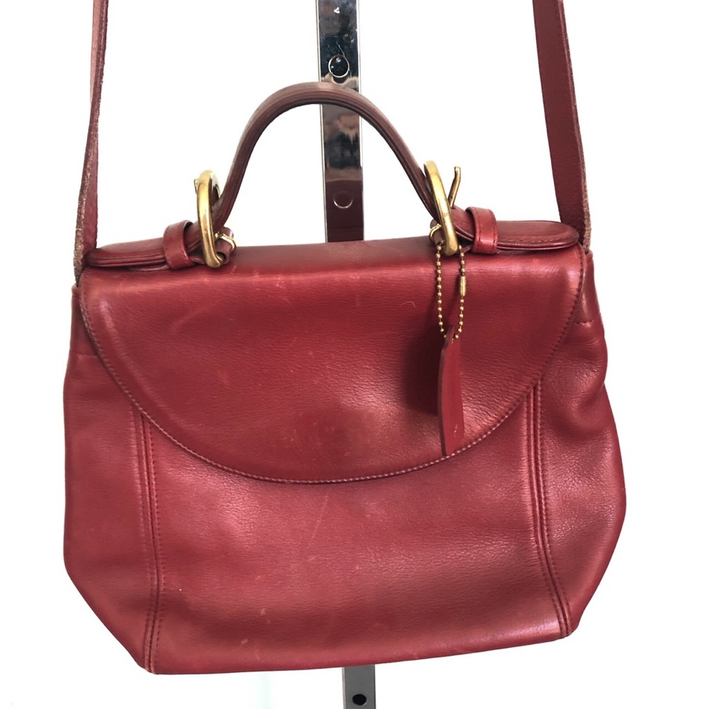 Vtg authentic red coach cowhide leather crossbody
